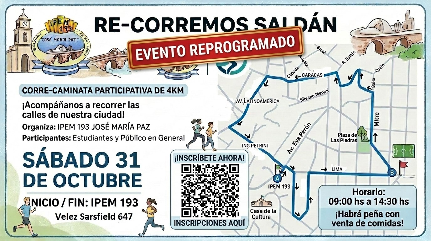 El IPEM 193 cumple 61 años y reprograma el festejo de Recorremos Saldán